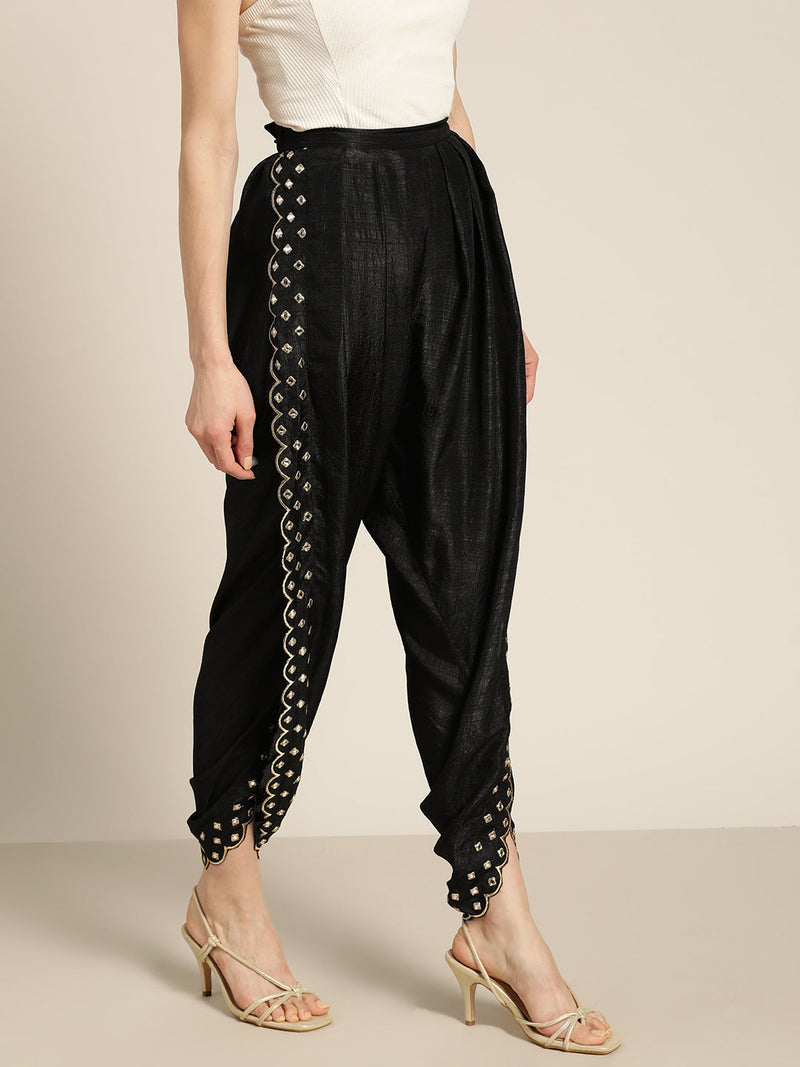 Buy Black Dupion Silk Solid Dhoti Pant For Men by Nazaakat by Samara Singh  Online at Aza Fashions.